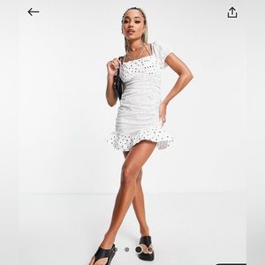 Brand new - ASOS Design white with black spots dress - size US 6